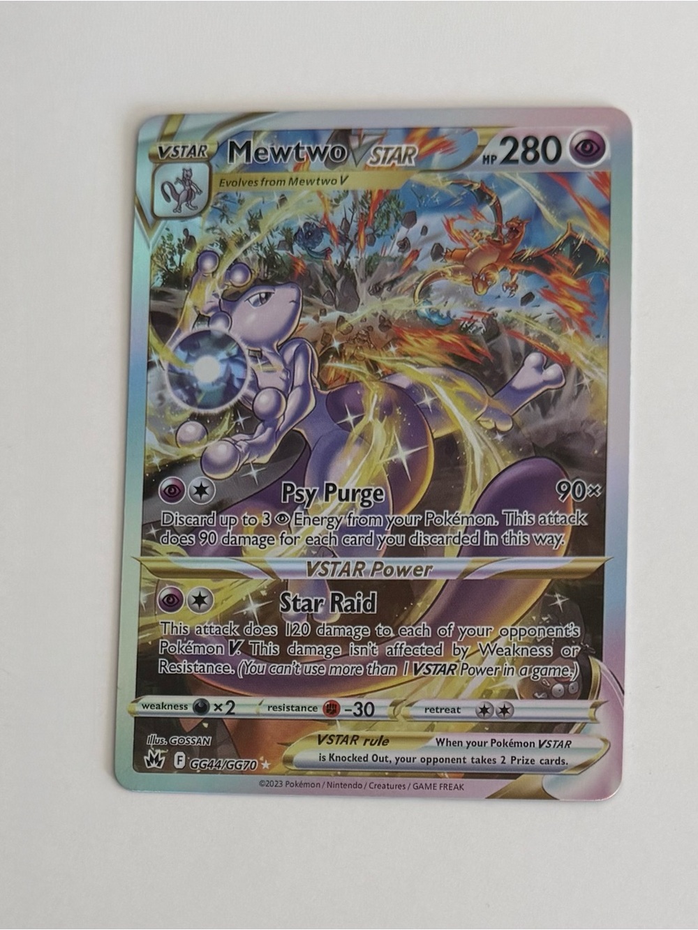 Mewtwo VSTAR Crown Zenith: Ultra Rare Card #GG44, FAN ART, DIY Custom Card, MINT
